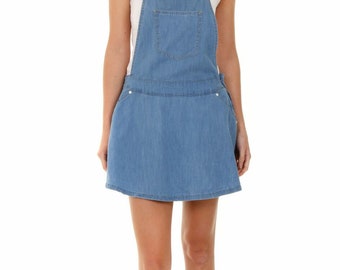 Denim Dungaree Dress - Stonewash Pinafore