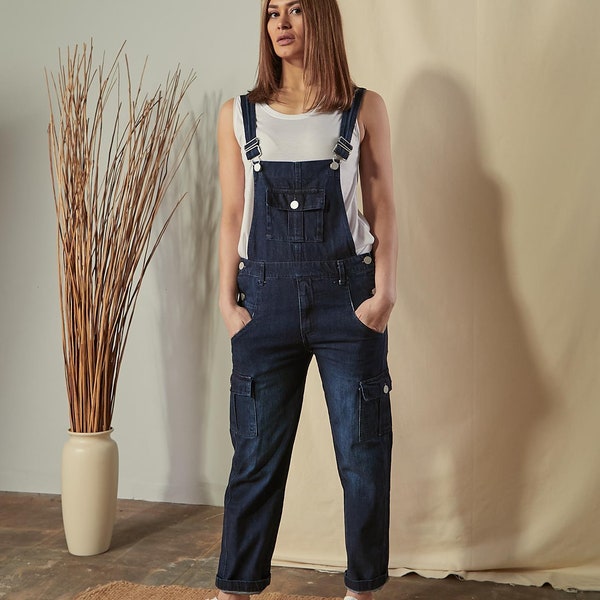 TAMMY Regular Fit Darkwash Dungarees