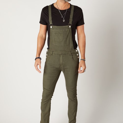 BURTON Mens Skinny Fit Dungarees Green
