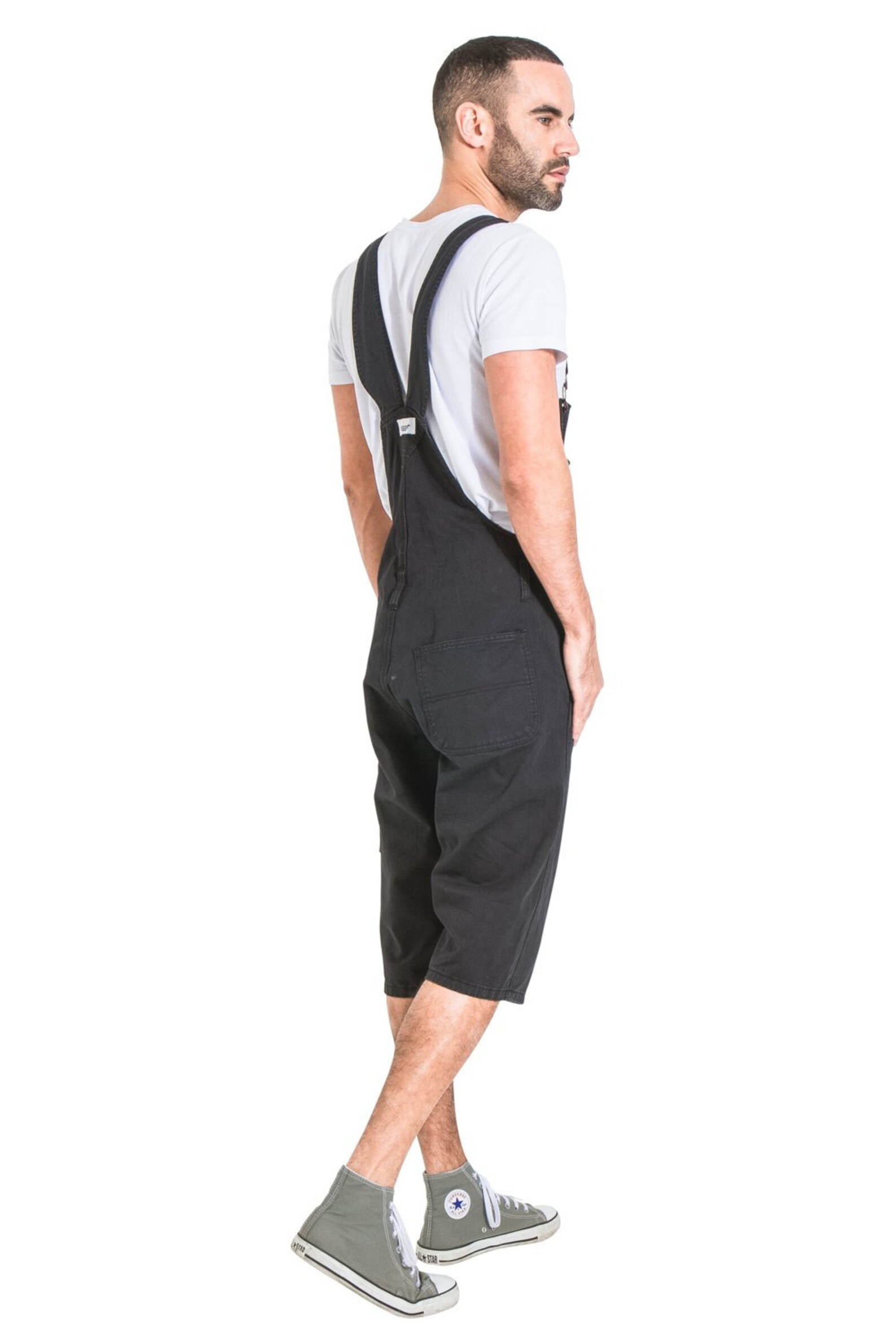 Mens Dungaree Shorts Black Denim Etsy UK