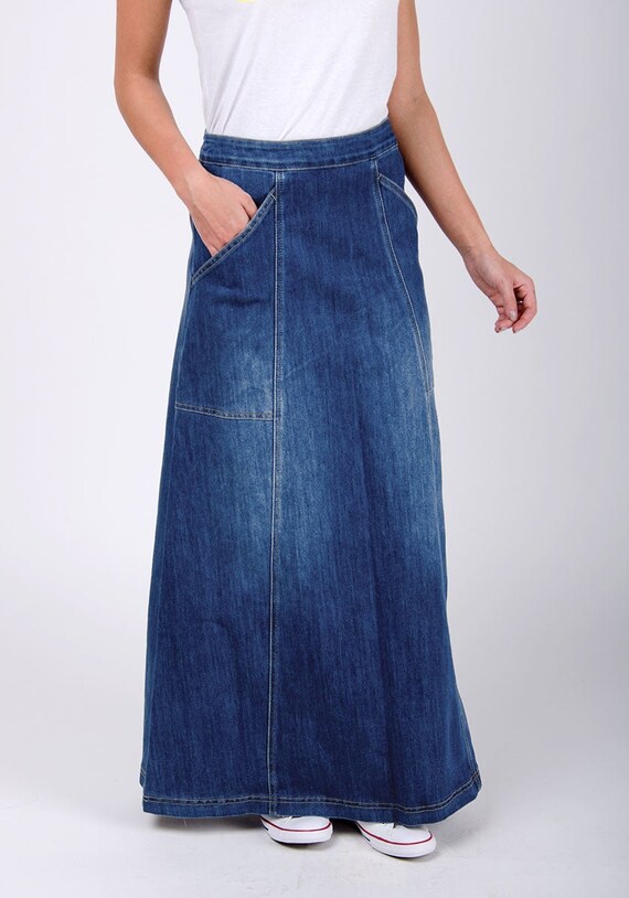 maxi denim skirts