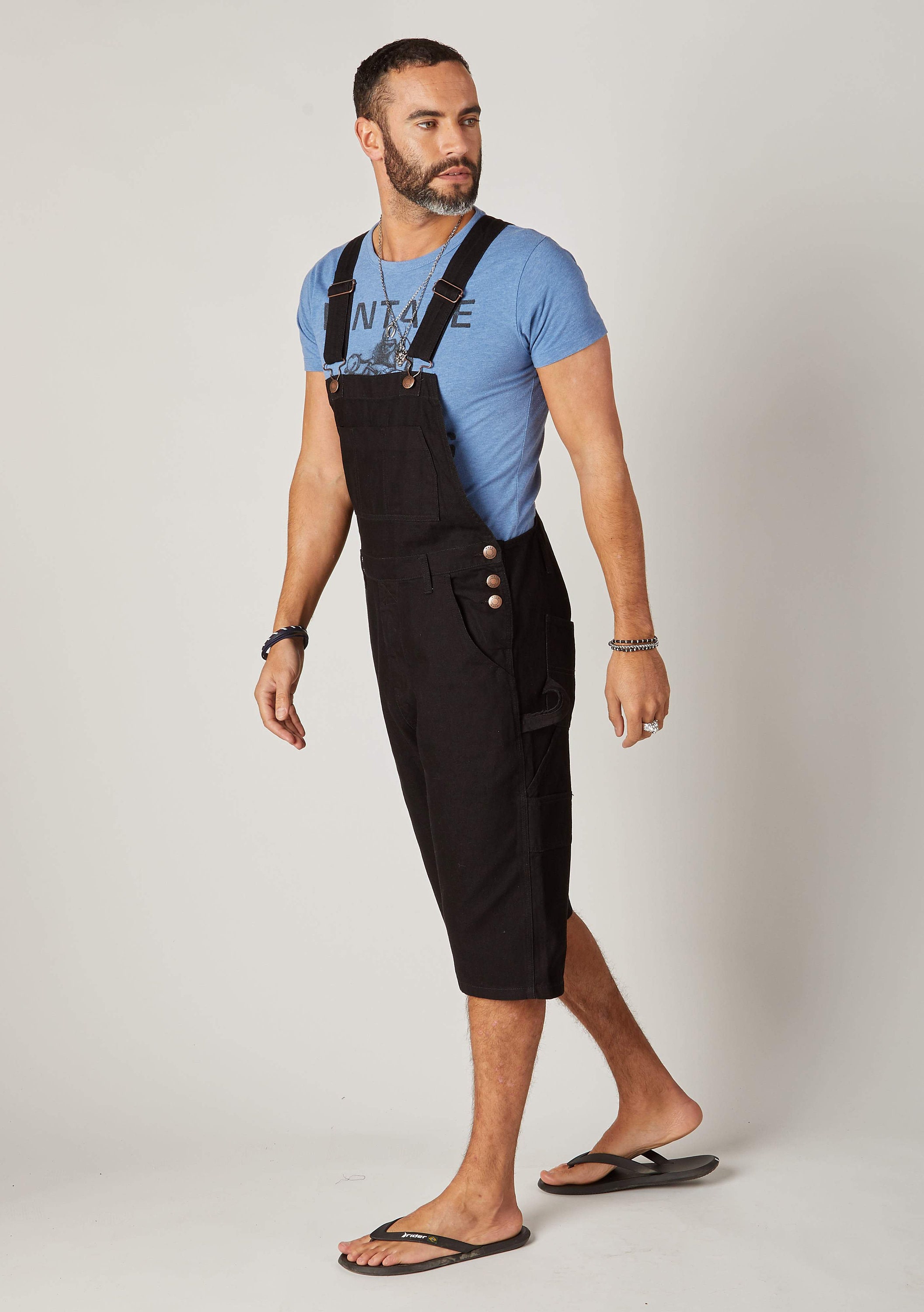 Image of Mens Dungaree Shorts - Black Chet