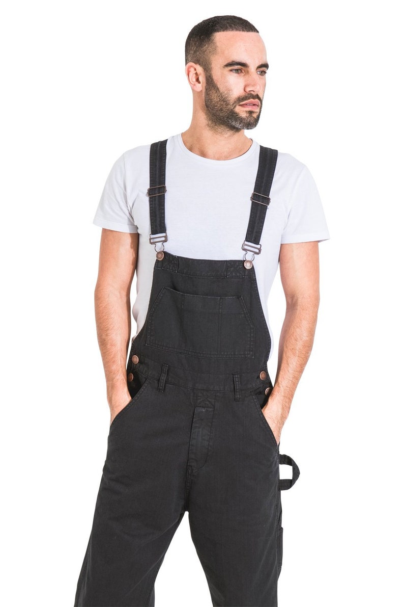 Blake Mens Dungaree Shorts Black Etsy