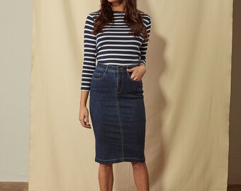 mid length denim skirts midi length