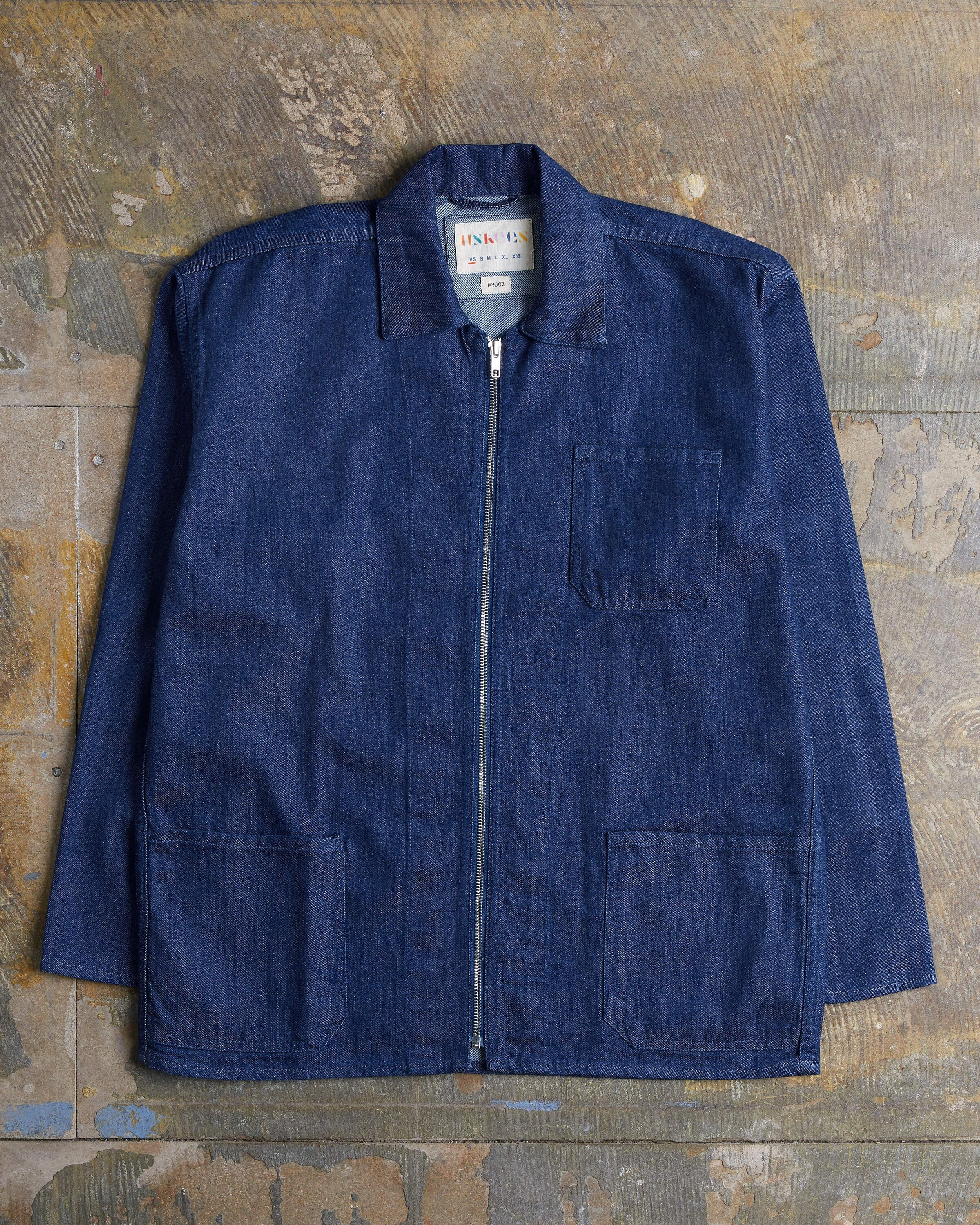 Image of The #3002 Zip-Front Overshirt Rinsed Denim