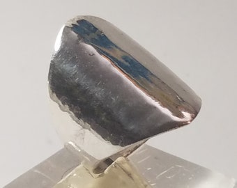 Bague Argent massif design anneau épais plaque lisse plat
