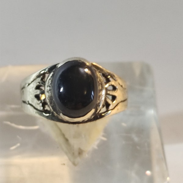 Bague en Bronze arabesque Bali deux sertissages pierre Black Star