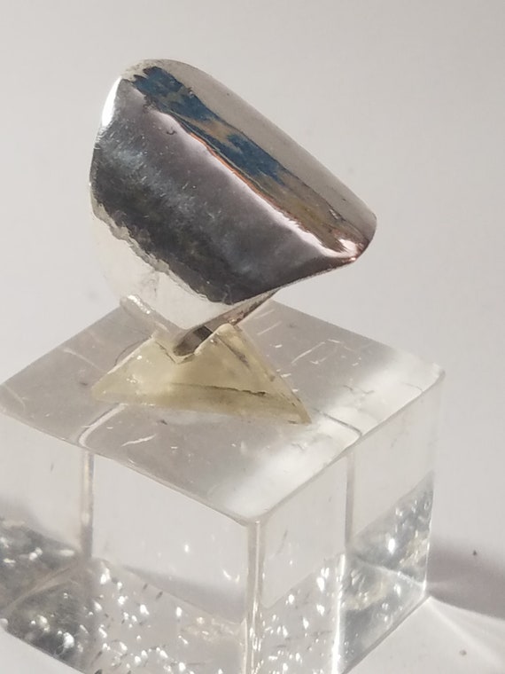 Ring Solid silver design ring thick flat smooth p… - image 1