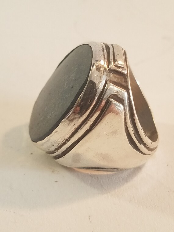 Ring Solid Silver Aero Tectonic Plates Stone Aven… - image 2