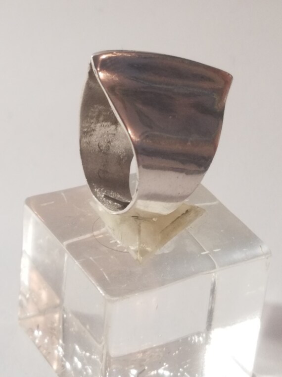 Ring Solid silver design small ridge high narrow - image 5