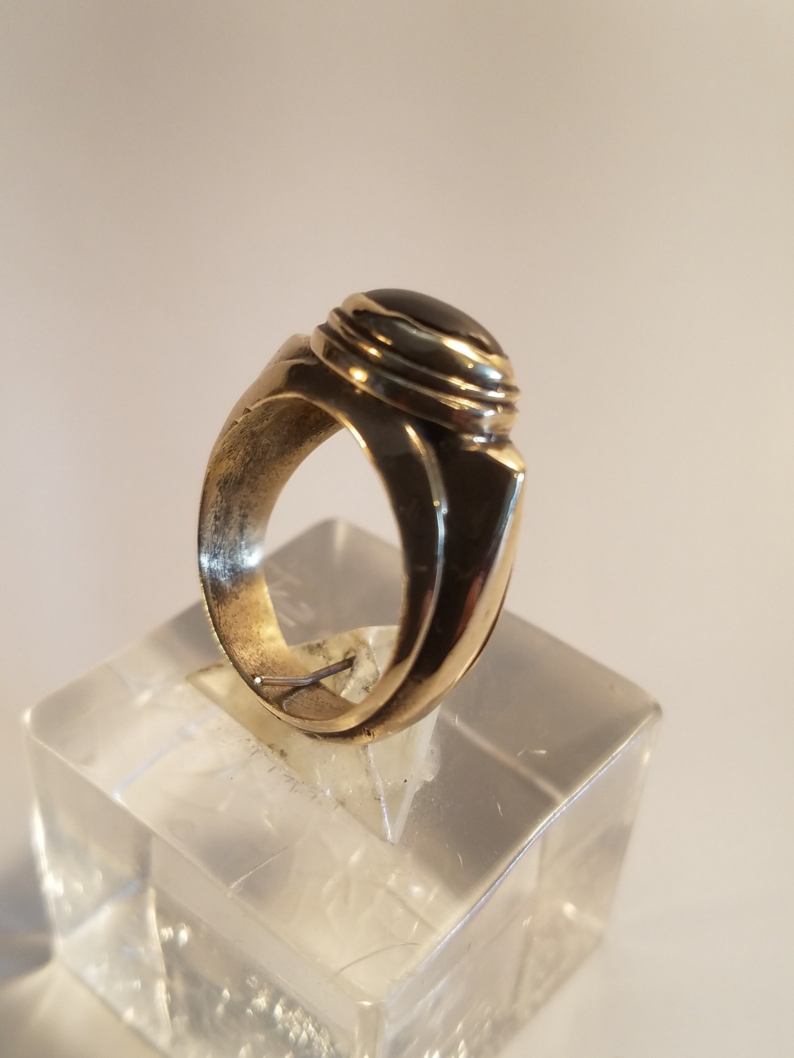 Bronze-Ring Aus Aero kleine Schultern mit einem Stein aus Onyx | Etsy
