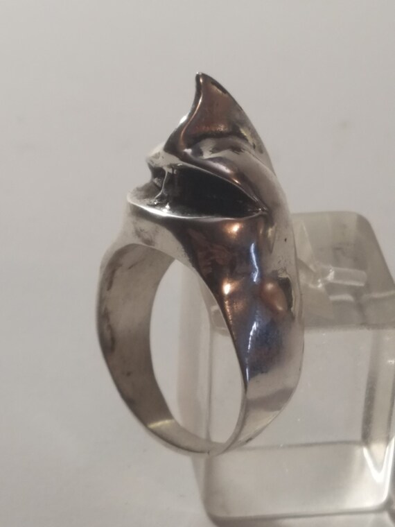 Ring Solid Silver modern medieval head helmet
