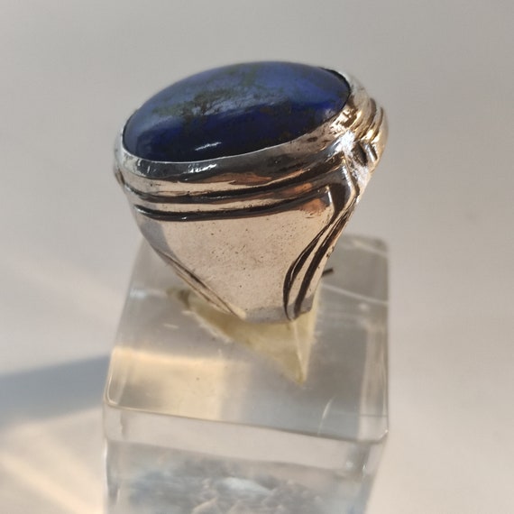 Ring Solid silver Aero oval large tectonic plate - image 3