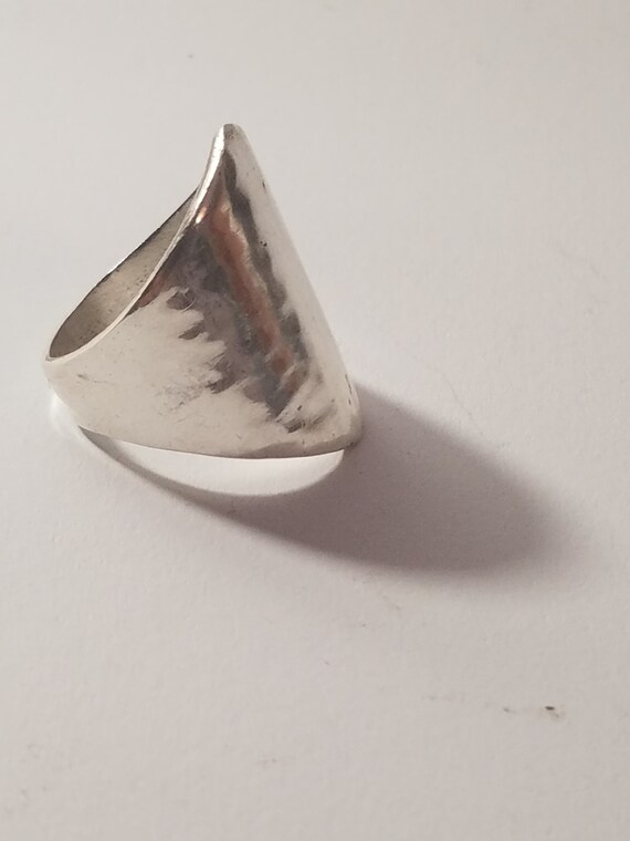 Ring Solid silver design ring thick flat smooth p… - image 6