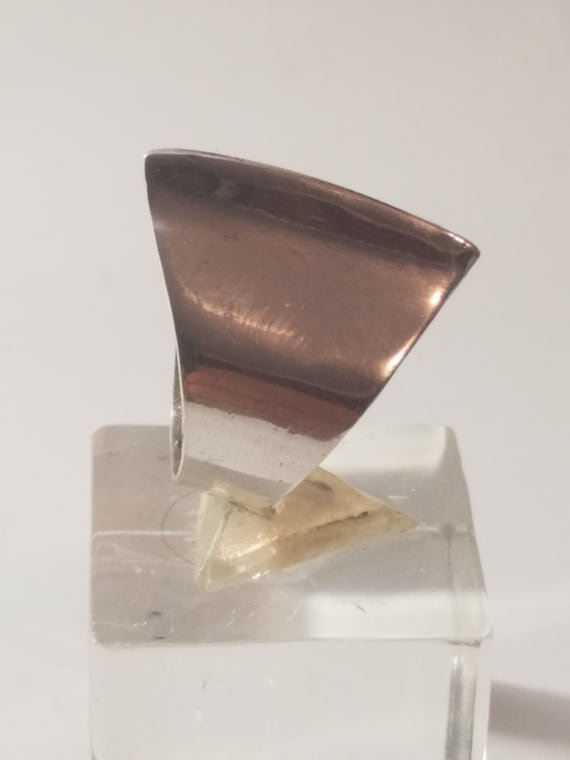 Ring Solid silver design small ridge high narrow - image 1