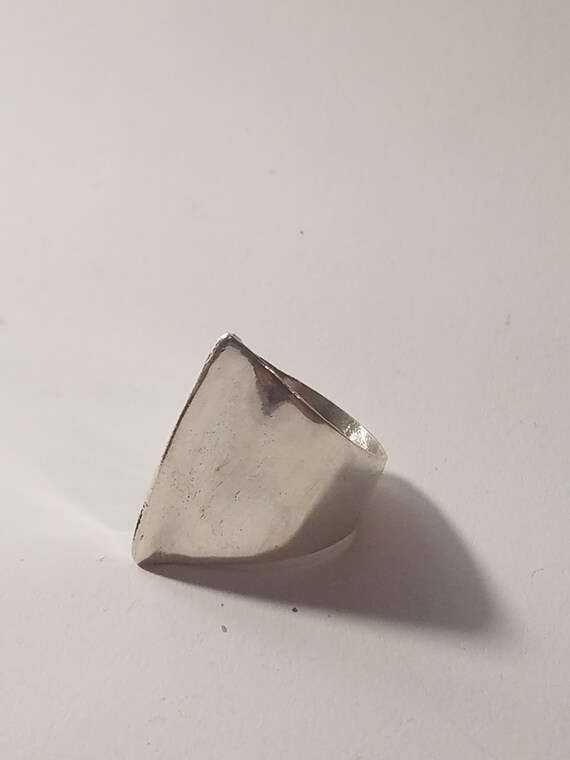 Ring Solid silver design small ridge high narrow - image 3