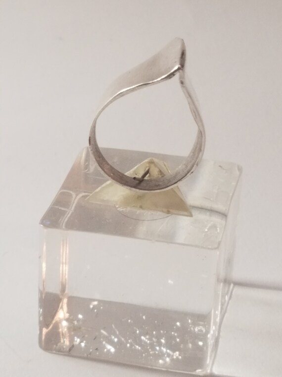 Ring Solid silver design small ridge high narrow - image 8