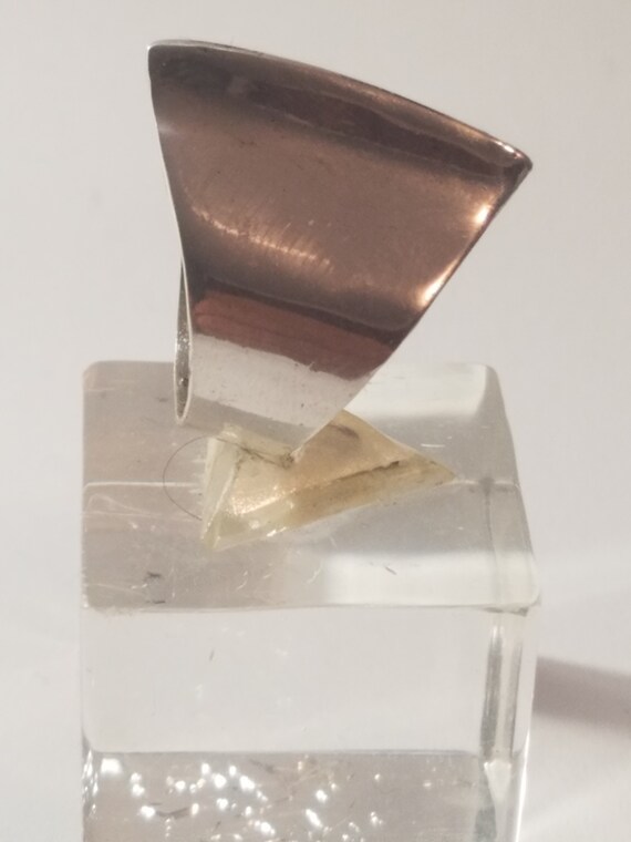 Ring Solid silver design small ridge high narrow - image 4