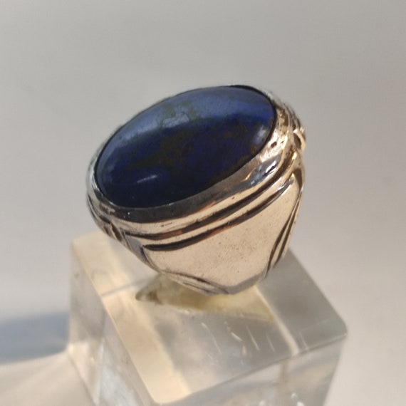 Ring Solid silver Aero oval large tectonic plate - image 4