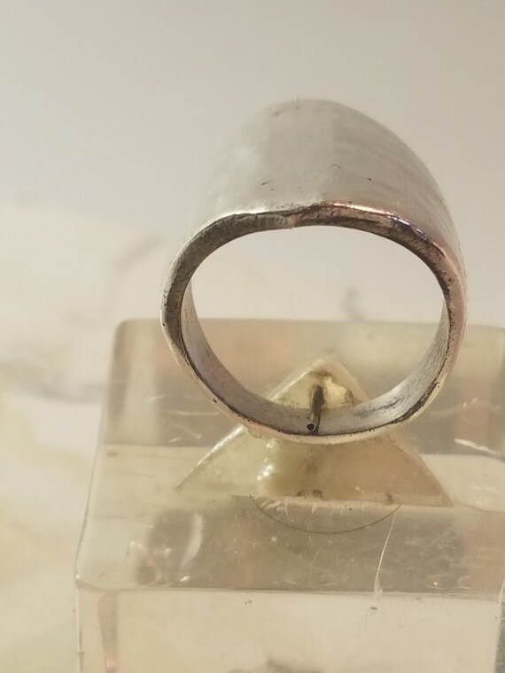 Ring Solid silver design ring thick flat smooth p… - image 3