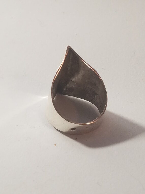 Ring Solid silver design small ridge high narrow - image 9
