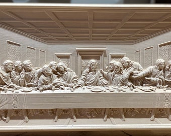 Last Supper  Leonardo DaVinci's - bas-relief  wooden  of  sycamore.