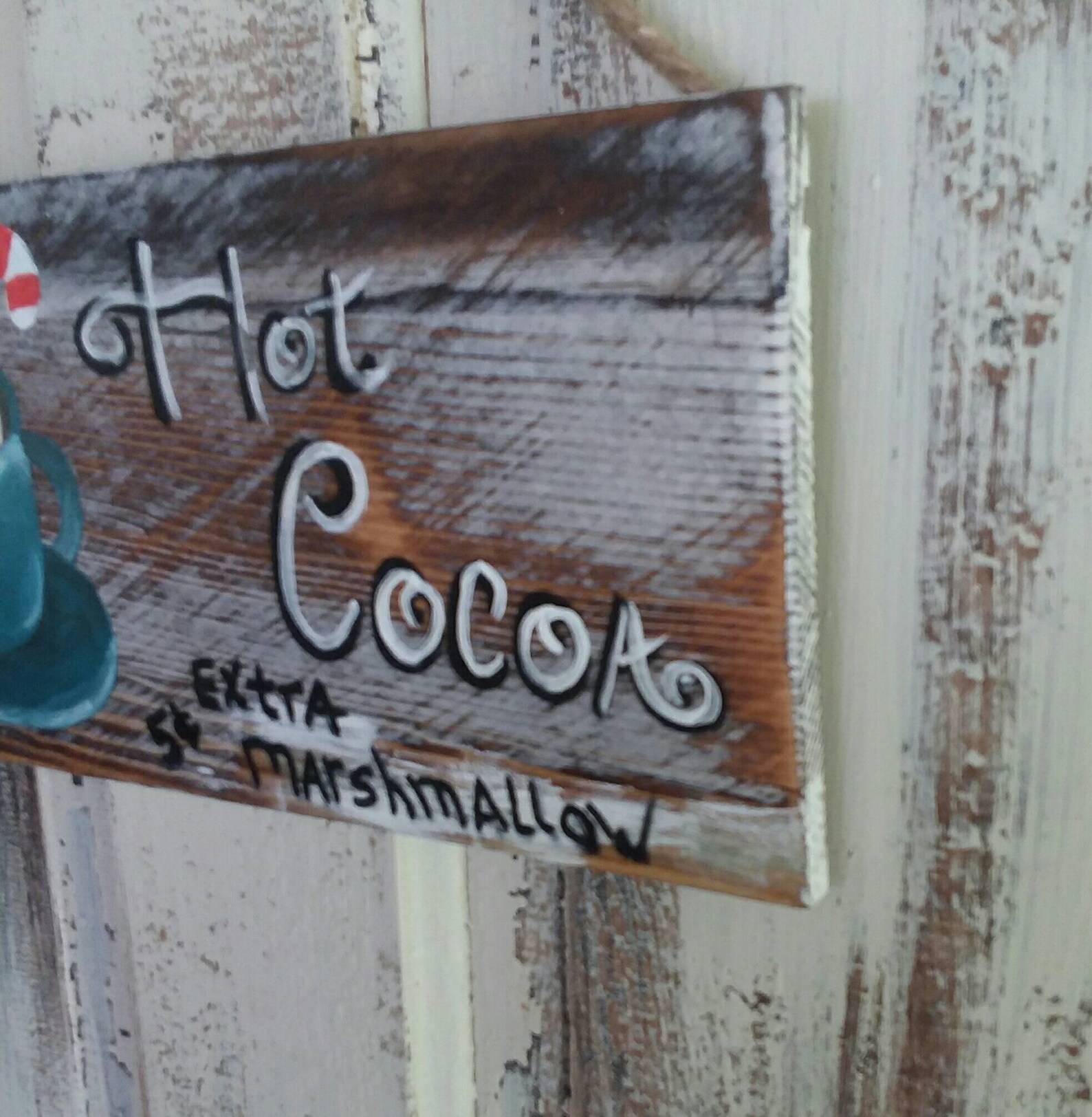 Hot Chocolate for sale handpainted sign Wood winter wreath Etsy