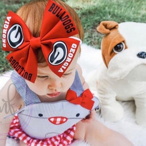 Georgia Bullldogs, University of Georgia hair bows, Bulldogs hair bow, newborn  bow, baby girl, toddler, teen, fabric bow, headband