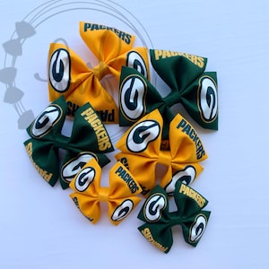 Greenbay Packers, Packers hair bow, Green Packers bow, gold Packers bow, kids, big girls, baby, toddler hair  bow, newborn packers headband