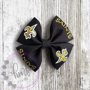Saints Hair Bow: Black and Gold NFL Football Bow
