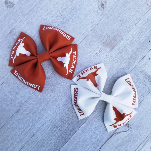 Texas Longhorns Hair Bow, Longhorn hair bow, College Bows, College Spirit Bow, Hook Em Horns, Burnt Orange bow, White Longhorns Bow, UT bow