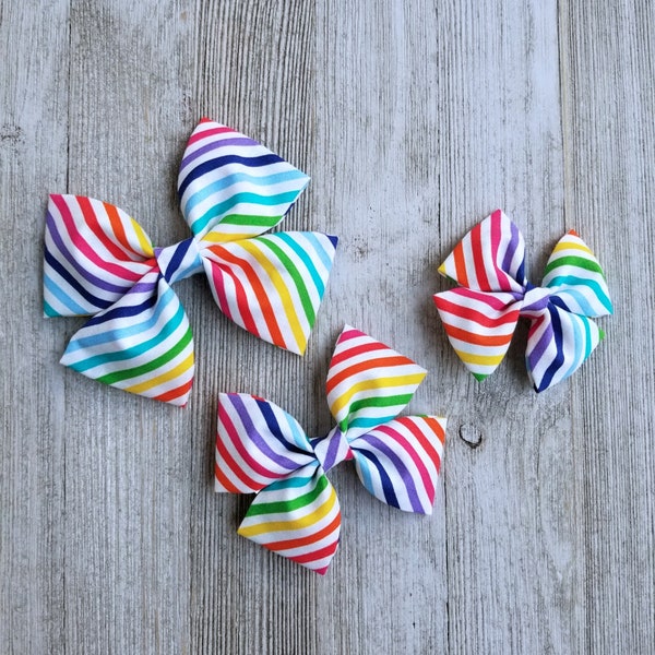 rainbow, rainbow stripes fabric, stripes, rainbow headband, girl bow, baby bow, toddler rainbow, rainbow baby bow