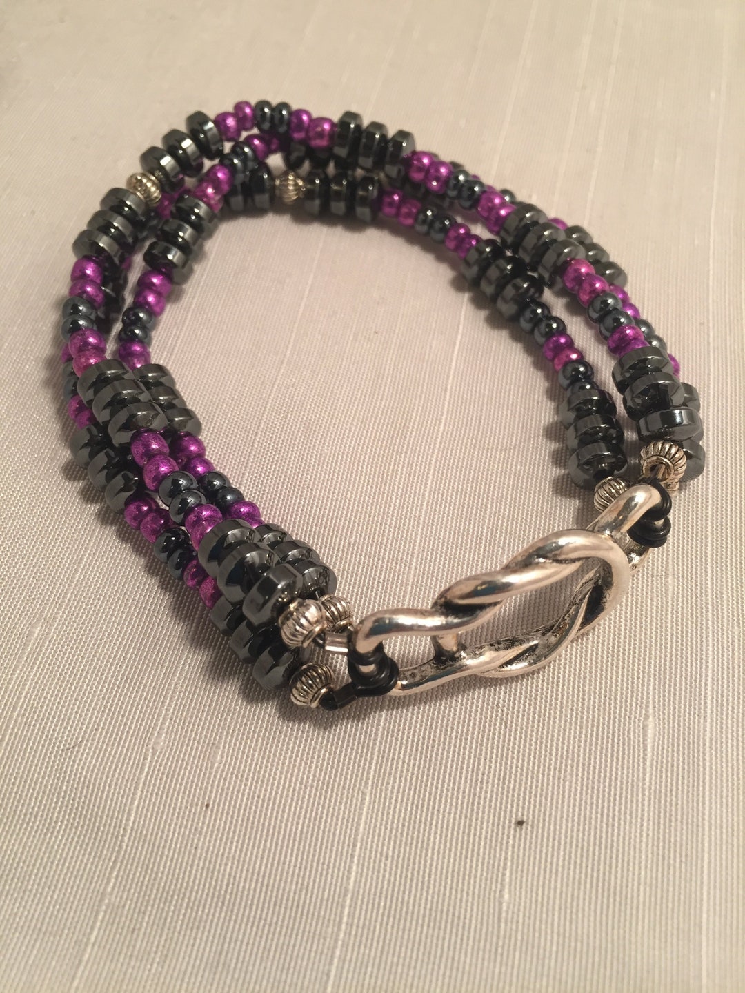 Boy or Girl Stretch Bracelet is Made With Graypink and Silver Etsy