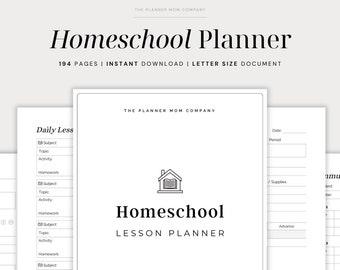 Homeschool Planner, Academic Planner, Homeschool Planner Printable, Homework Planner, Lesson Plan, Teacher Planner, Homeschool Mom