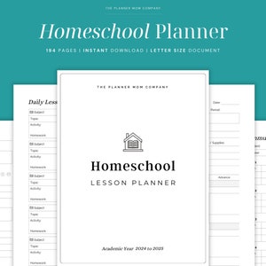 Homeschool Planner 2024-2025 Printable, Homeschool Planner 2024 - 2025, Homeschool Planner Workbook, Homeschool Lesson Planner Book