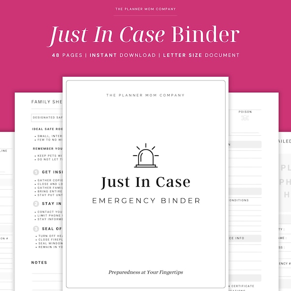 Just In Case Binder, Just In Case Emergency Binder, Just In Case Printable, Just In Case Planner, In Case Of Emergency Binder Printable