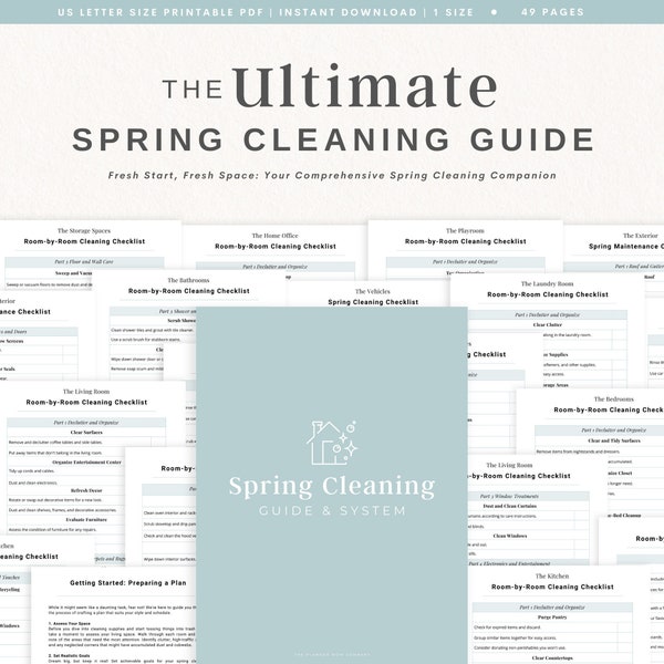 Consejos de limpieza de primavera, Lista de verificación de limpieza de primavera, Lista de verificación de limpieza profunda de primavera, Lista de verificación de limpieza profunda de la casa, Limpieza de primavera imprimible
