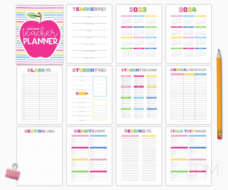 20232024 Teacher Planner Teacher Weekly Planner Lesson Etsy