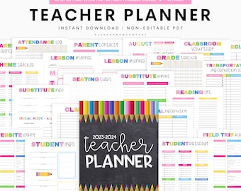 Teacher Planner Printable, School Planner, Academic Planner, Lesson Planner, Digital Teacher Planner, Homeschool Planner, Teacher Binder