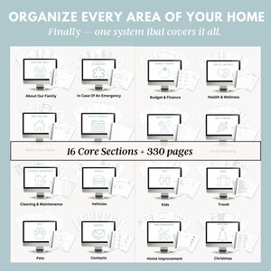 Family home planner printable binder with cleaning schedule, budget planner, meal planner, and home organization worksheets