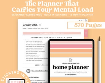 2026 Digital Home And Life Planner For Moms Daily Cleaning Schedule Mental Load Organizer Tablet Use Year Round