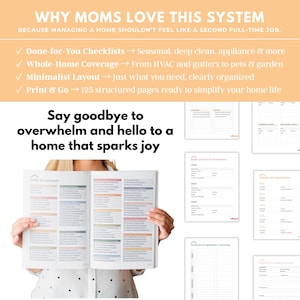 Printable home organization binder pages for managing household tasks, finances, schedules, and meal planning printable planner