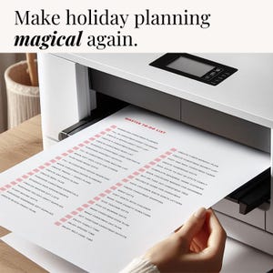 Gift list, recipe sheets, and crafting planners displayed in easy-to-print holiday PDF format
