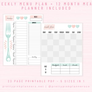 Meal Planner Printable, Weekly Meal Planner, Monthly Meal Planner, Half Size, A5, A4 Letter, Menu Planning Notebook, Planner Inserts image 5