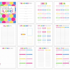 Teacher Planner 2023-2024, Lesson Planner Printable, Academic Planner, Classroom Roster, Agenda, Letter Size, A5 image 2