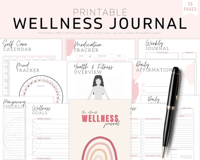 Self Care Journal, Self Care Kit, Self Care Planner, Self Care Worksheet, Wellness Planner, Mental Health Journal, Mood Tracker, Workbook 