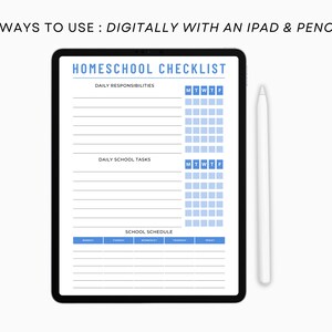 Homeschool Checklist, Editable Homeschool Planner, Daily Schedule for Kids, School Routine Printable image 7