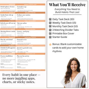 ADHD-friendly habit tracker system with clear visual task cards designed for home use and minimal decision fatigue