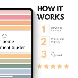 Household organizer printable binder pages for home organization, bill tracker, grocery list, and home management planner PDF