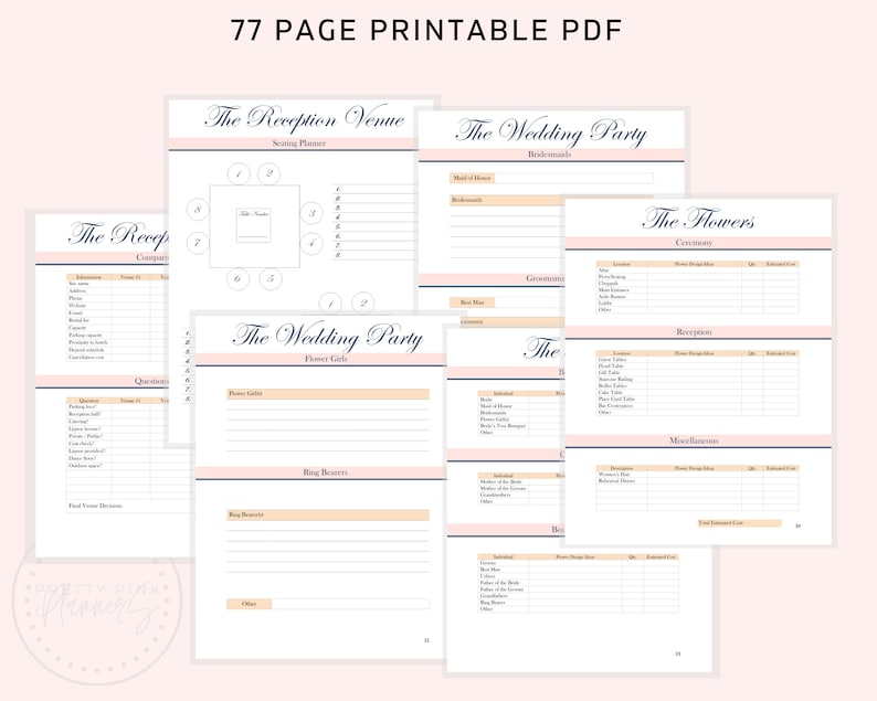 Wedding Planner Printable Printable Wedding Planner Kit Etsy